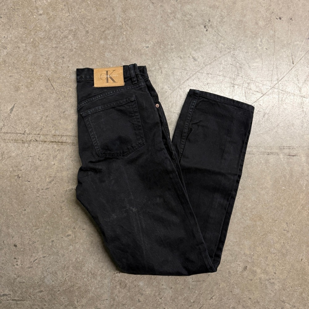 Calvin Klein Jeans Mens 29 Black Straight Leg Vintage Denim CK Logo Pants